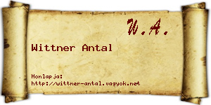 Wittner Antal névjegykártya